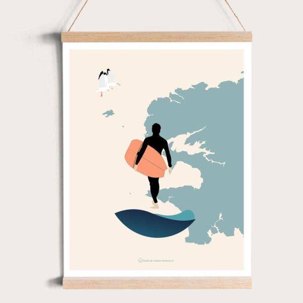 Affiche surfeur Finistère