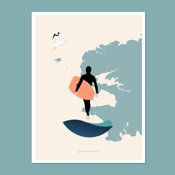 Affiche surfeur Finistère
